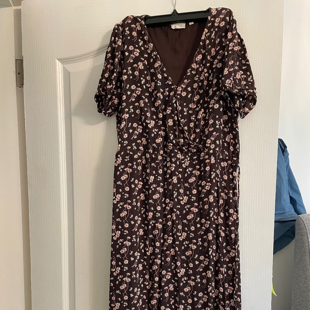 Fat Face UK Women's Tie Waist Summer Floral Maxi Dress Short Sleeve